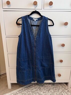 Denim Zip-Front Mini Dress - Blue